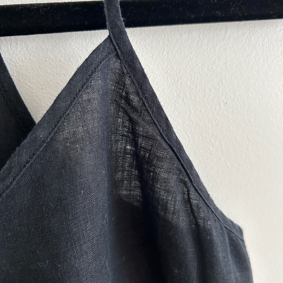 J. Crew Factory Black Linen Tank Top Peplum Spaghetti Straps Racerback Size 0 - Picture 4 of 13